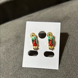 our lady of Guadalupe gold tone stud earrings